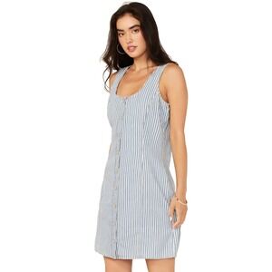 Wrangler Women's Retro Striped Sleeveless Button-Down Mini Dress XL Blue NEW